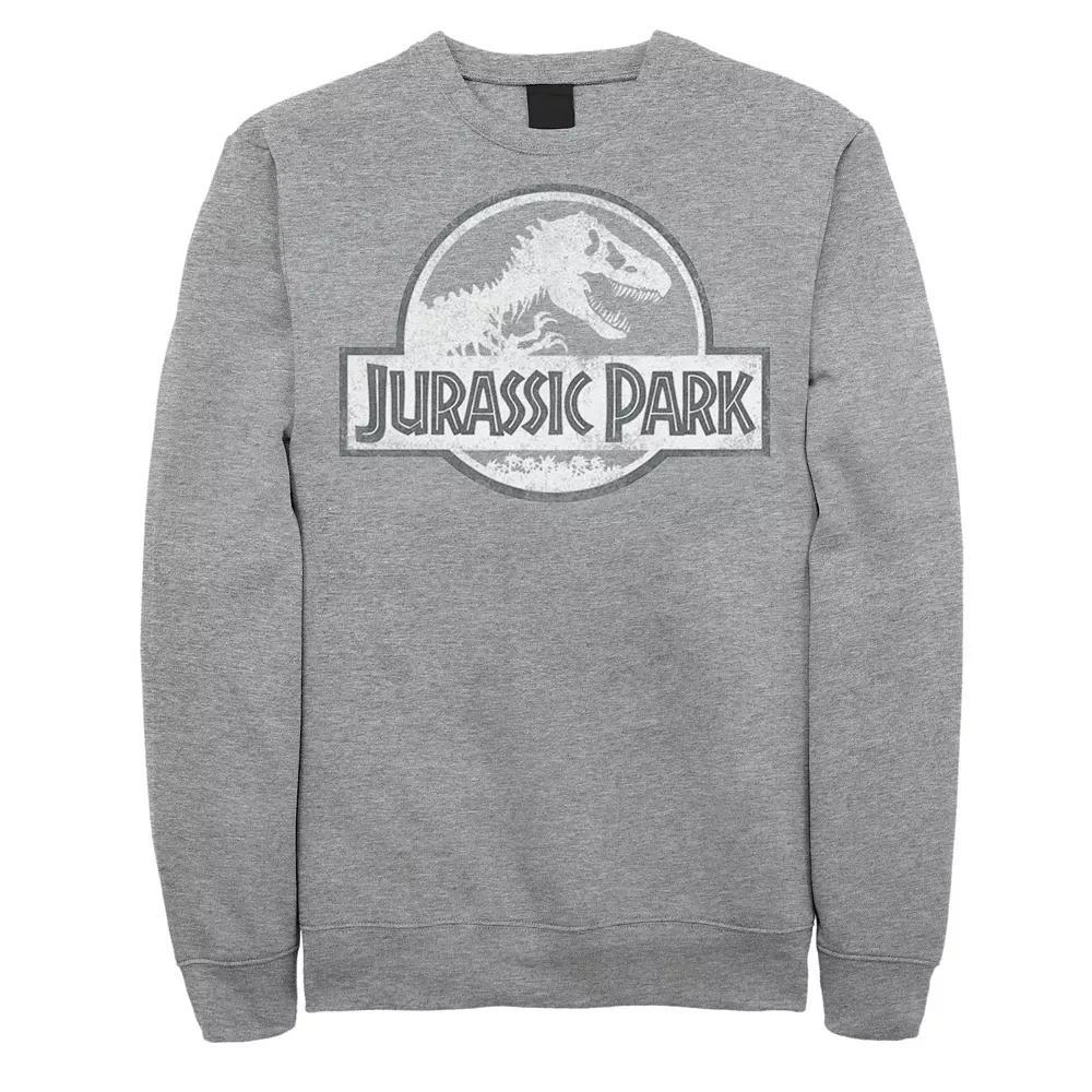 Men's Jurassic Park White Distressed Circle Logo Fleece Graphic Pullover,  Product Image