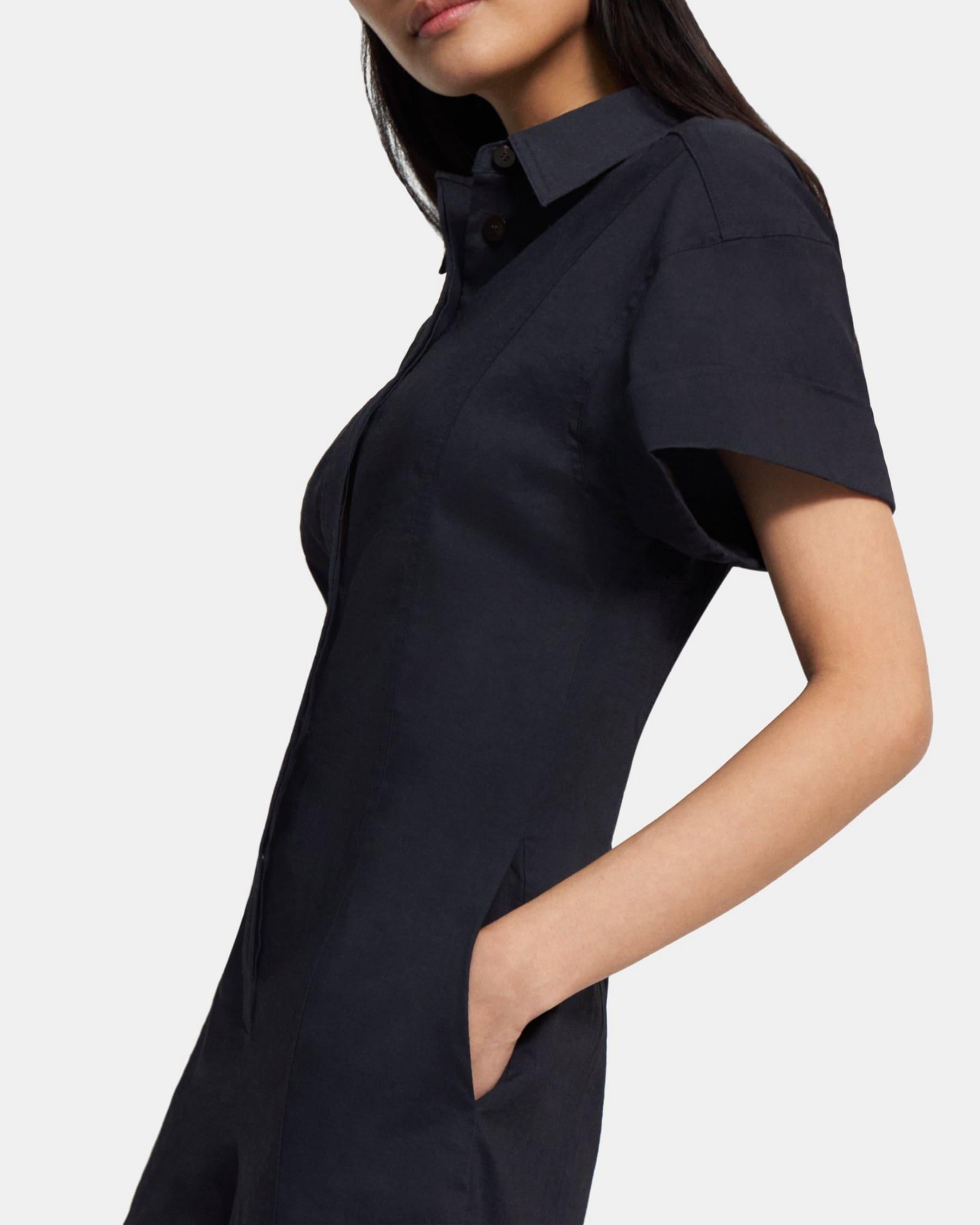 Shirt Romper in Stretch Linen Product Image