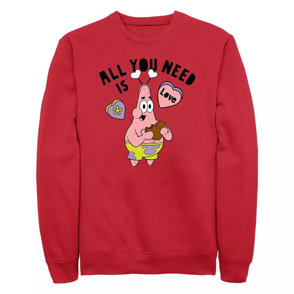 Men's SpongeBob SquarePants Patrick All You Need Is Love Graphic Fleece, Size: Medium, Red Product Image