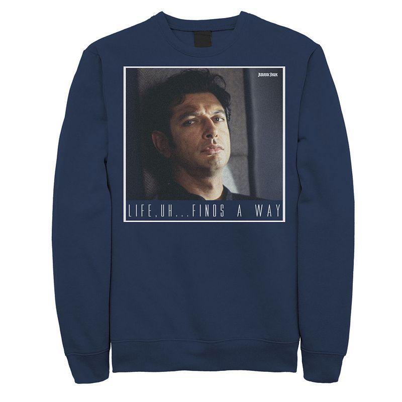 Men's Jurassic Park Ian Malcolm Life Finds A Way Sweatshirt, Size: Medium, Blue Product Image