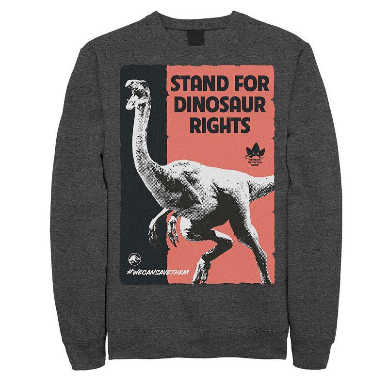 Men's Jurassic World Stand For Dinosaurs Poster Sweatshirt, Size: XL, Athletic Grey Product Image