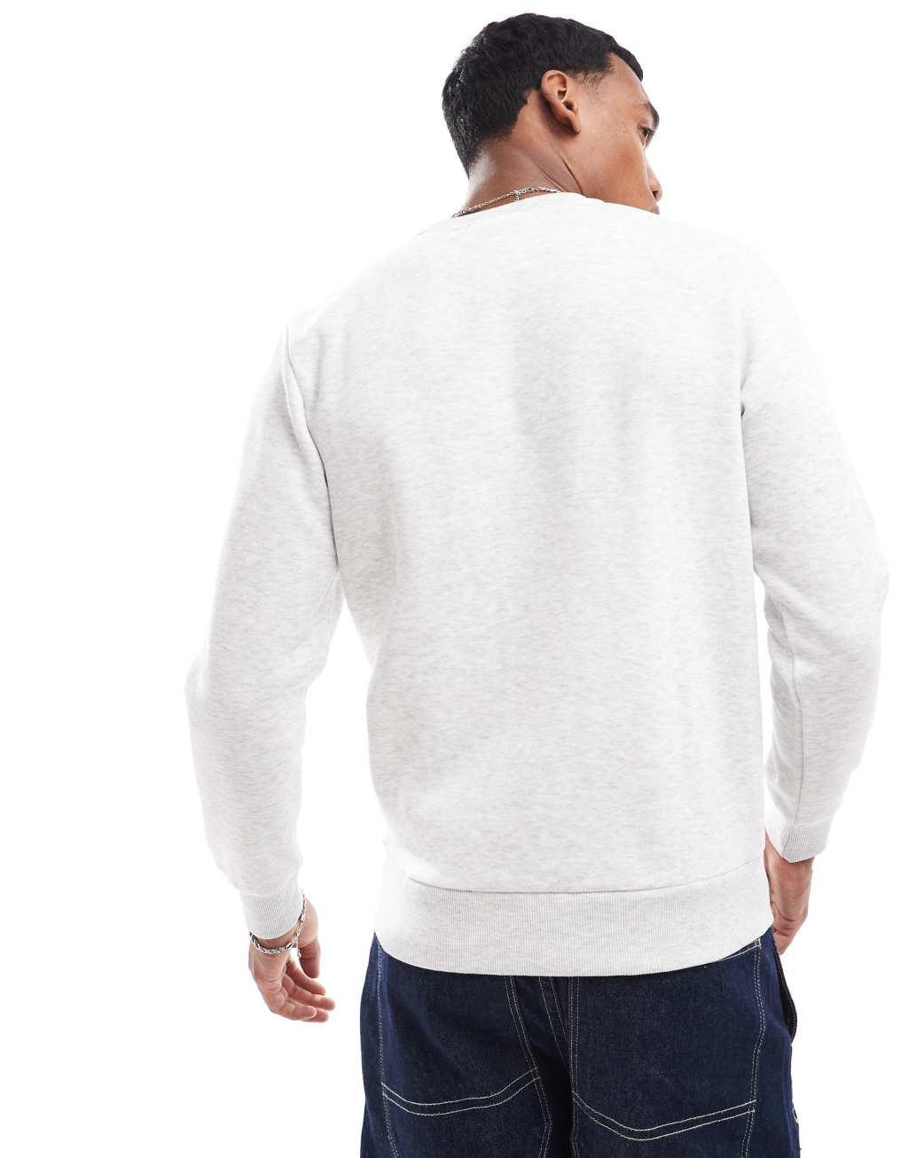 Jack & Jones script logo crew neck sweatshirt in white Product Image