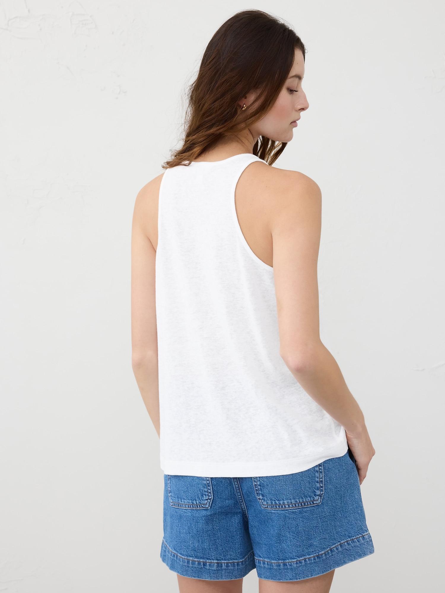 Linen-Blend Racer-Back Tank Product Image