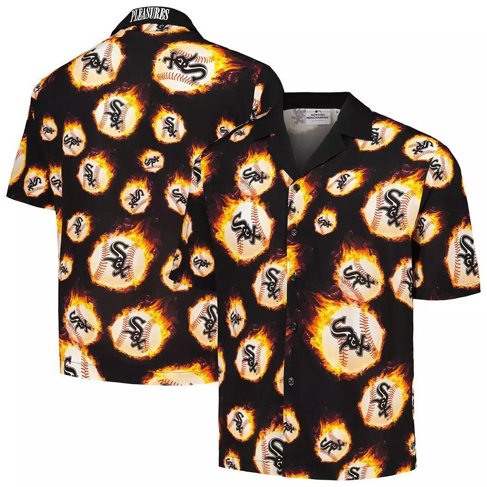 Men's Black Chicago White Sox Flame Fireball Button-Up Shirt, Size: XL Product Image