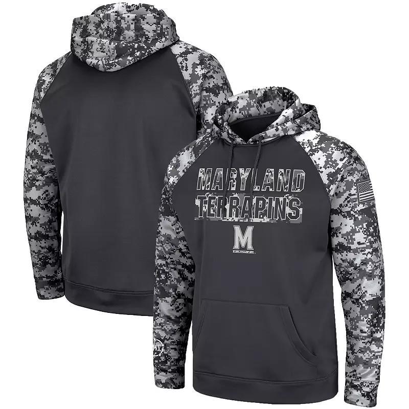 Men's Colosseum Charcoal Maryland Terrapins OHT Military Appreciation Digital Camo Pullover Hoodie, Size: Large Product Image