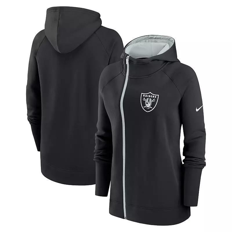 Women's Nike  Black Las Vegas Raiders Asymmetrical Raglan Full-Zip Hoodie, Size: XS, Lvr Black Product Image