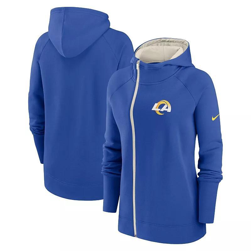 Women's Nike  Royal Los Angeles Rams Asymmetrical Raglan Full-Zip Hoodie, Size: 2XL, Blue Product Image