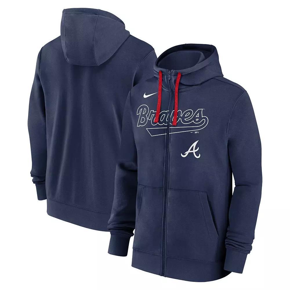 Men's Nike Navy Atlanta Braves Knockout Script Full-Zip Hoodie,  Product Image