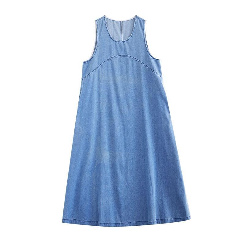 Washed Denim Maxi Jumper Dress Product Image