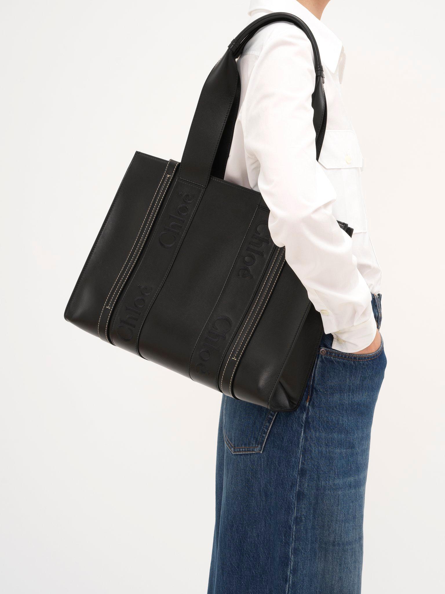 Woody tote bag in soft leather Product Image