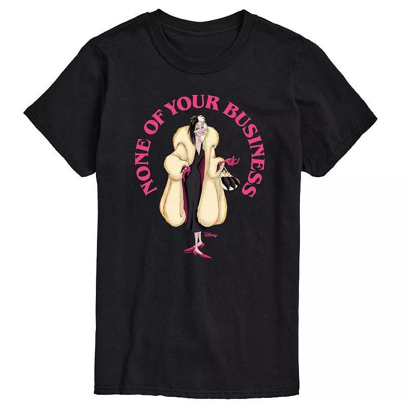 Disney Villains 101 Dalmations Cruella Deville Men's None Of Your Business Graphic Tee, Size: XS, Black Product Image