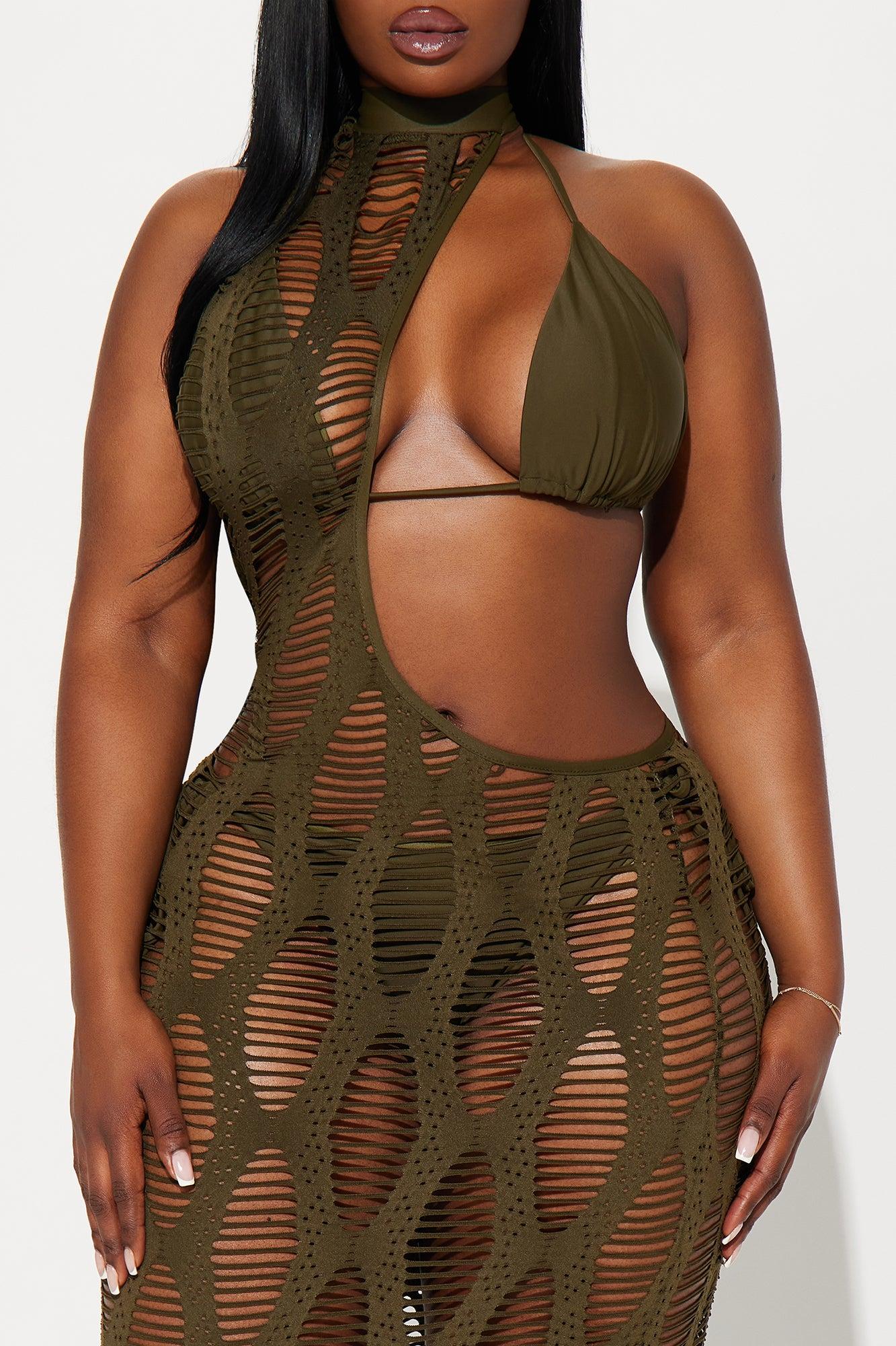 Toes In The Sand 3 Piece Bikini Set - Olive Product Image
