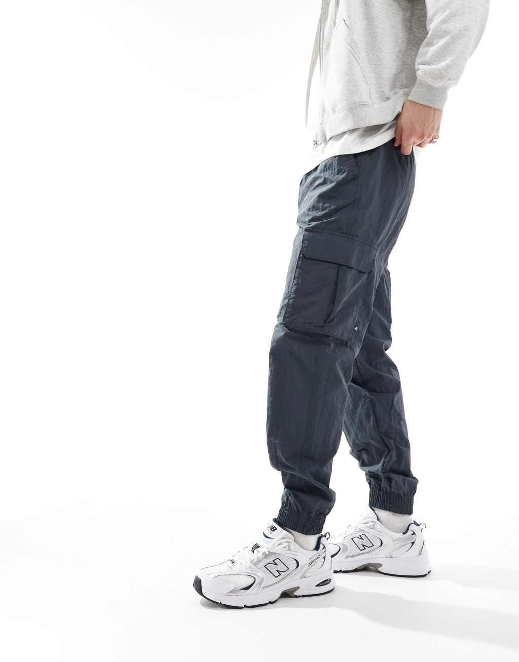 Jack & Jones tech cuffed cargo pants in dark gray  Product Image