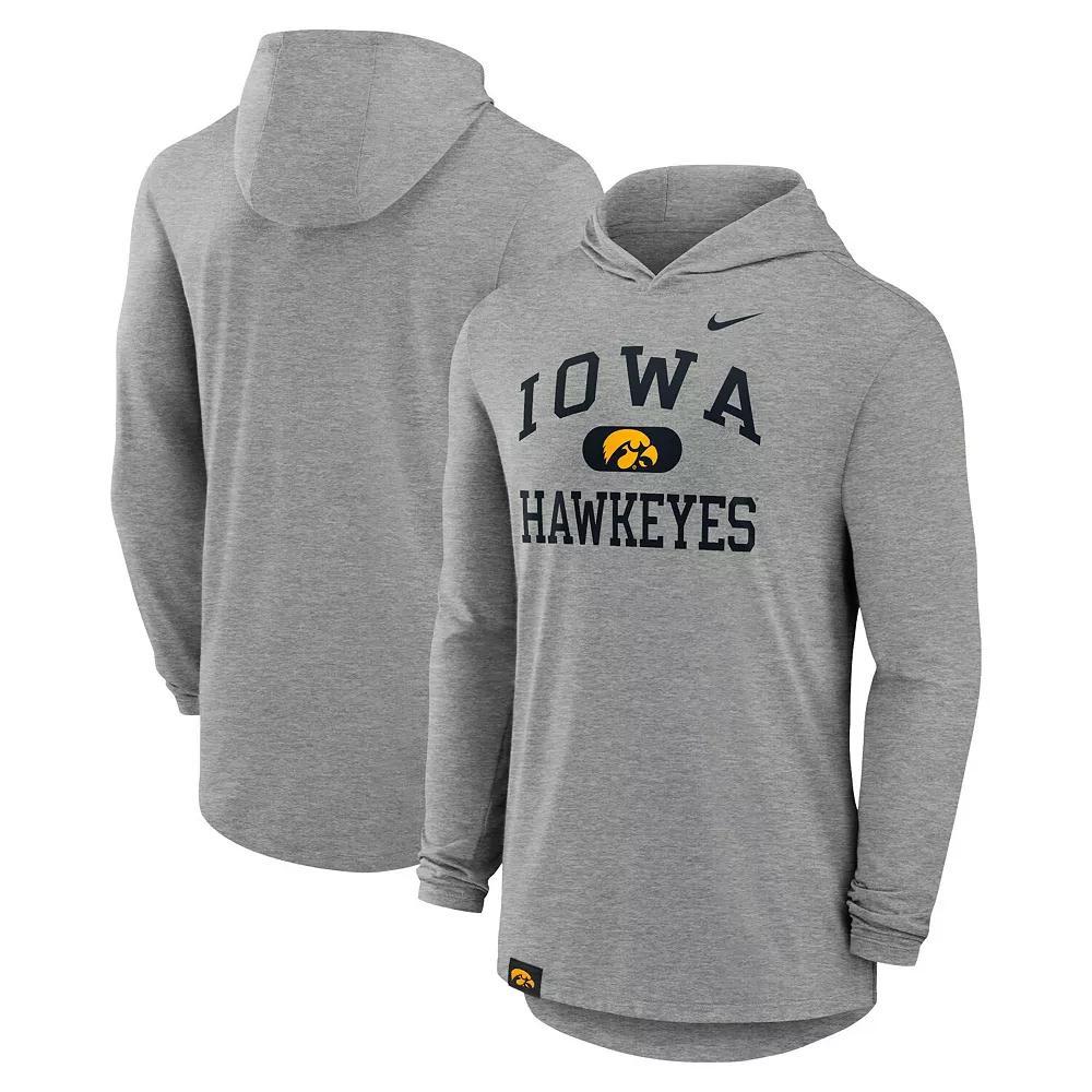 Men's Nike Heather Gray Iowa Hawkeyes Blitz Hoodie Long Sleeve T-Shirt, Size: Medium, Grey Product Image