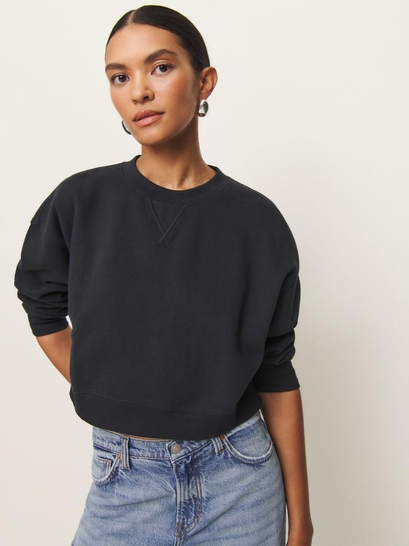 Grace Cropped Vintage Oversized Crewneck Sweatshirt Product Image