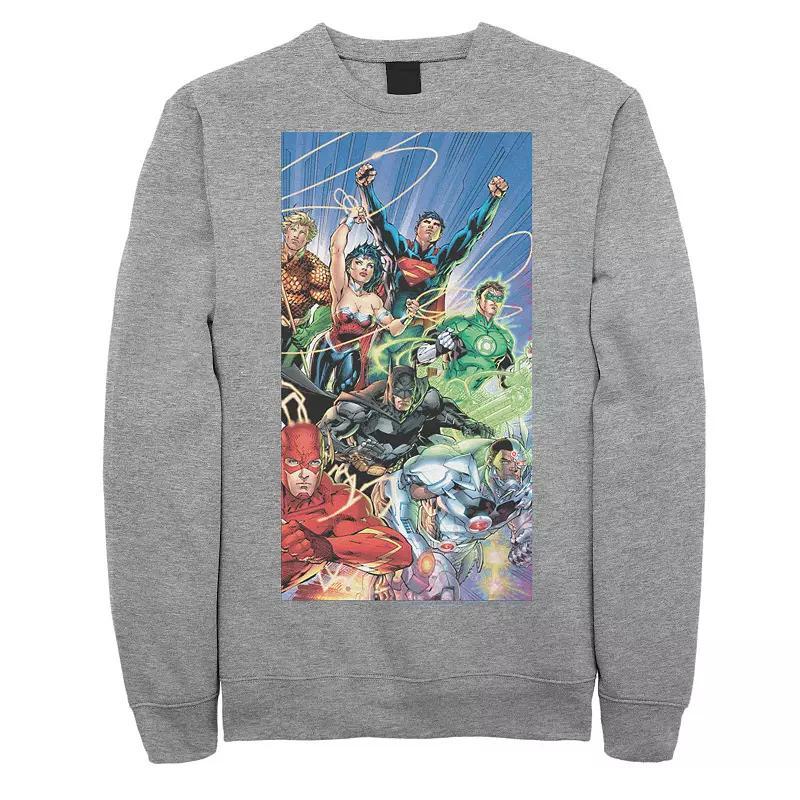 Men's Justice League Fandom Collage Poster Sweatshirt, Size: Small, Athletic Grey Product Image