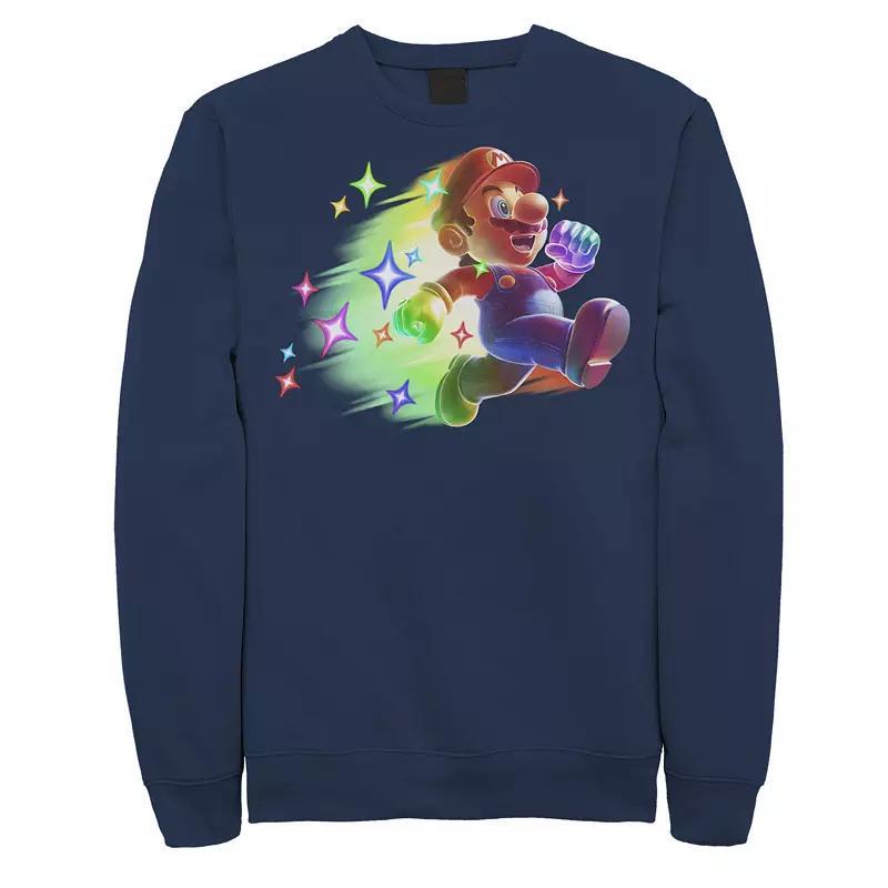 Big & Tall Nintendo Super Mario Bros Rainbow Run Fleece Sweatshirt, Mens Blue Product Image