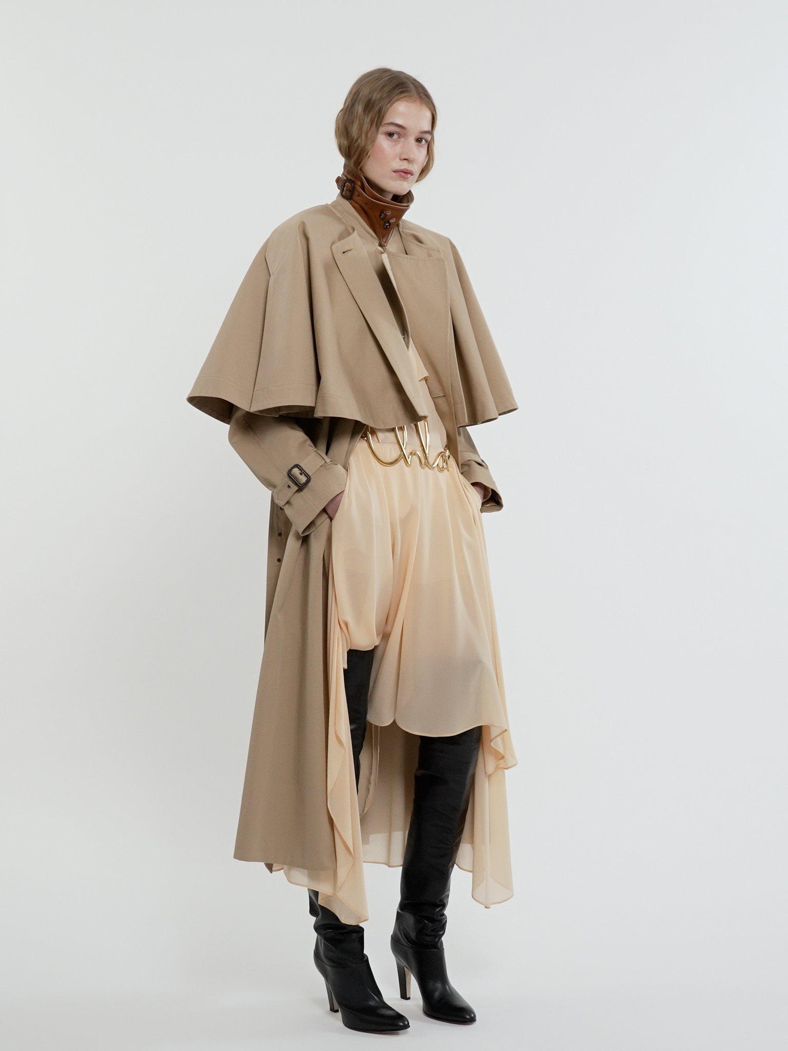 Classic trench coat in cotton gabardine with cape Product Image