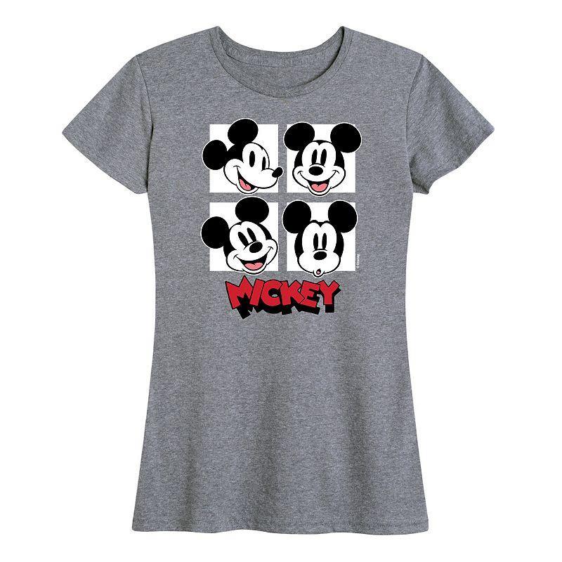 Disneys Mickey Mouse Womens Grid Graphic Tee Grey Royal Blue Product Image