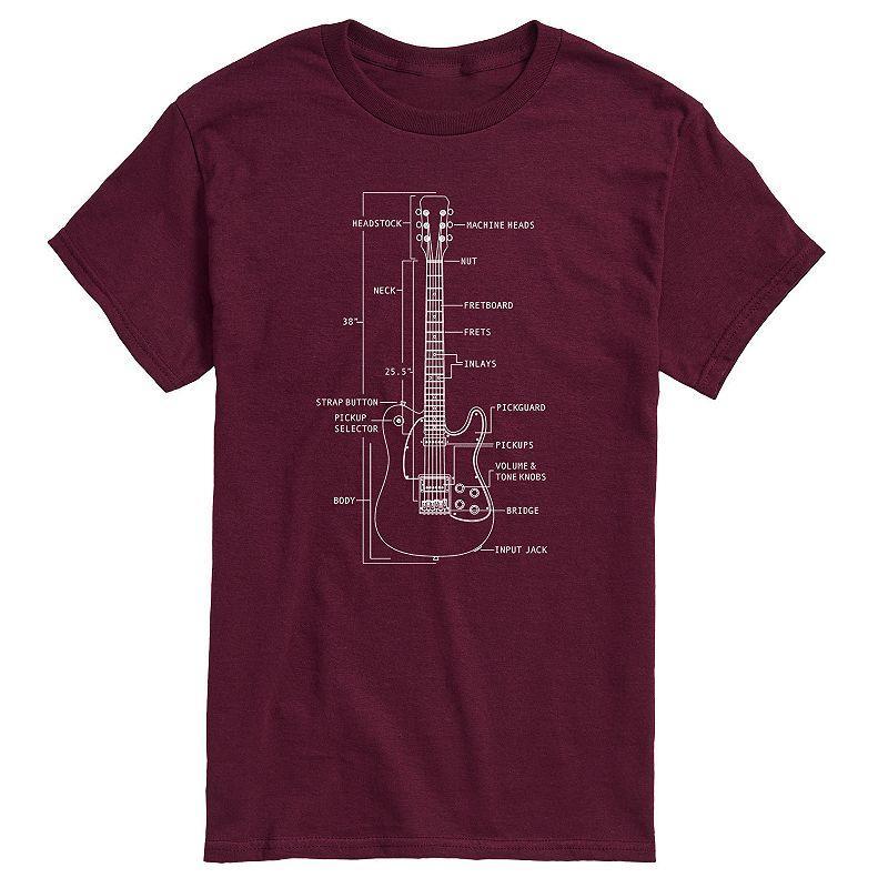 Men's Guitar Diagram Tee, Size: XXL, Red Product Image