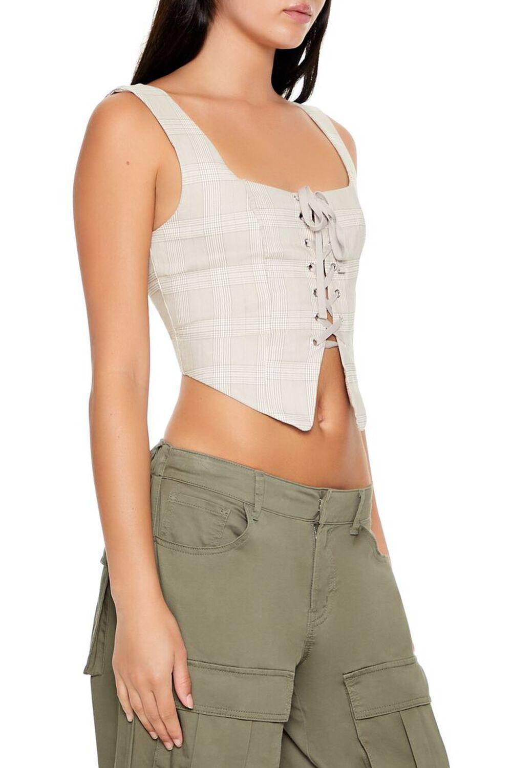 Plaid Lace-Up Corset Crop Top | Forever 21 Product Image