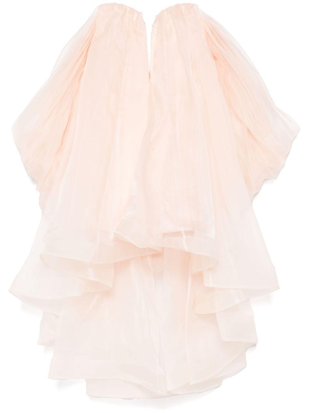 ZIMMERMANN Crush Strapless Silk Mini Dress In Peach Product Image