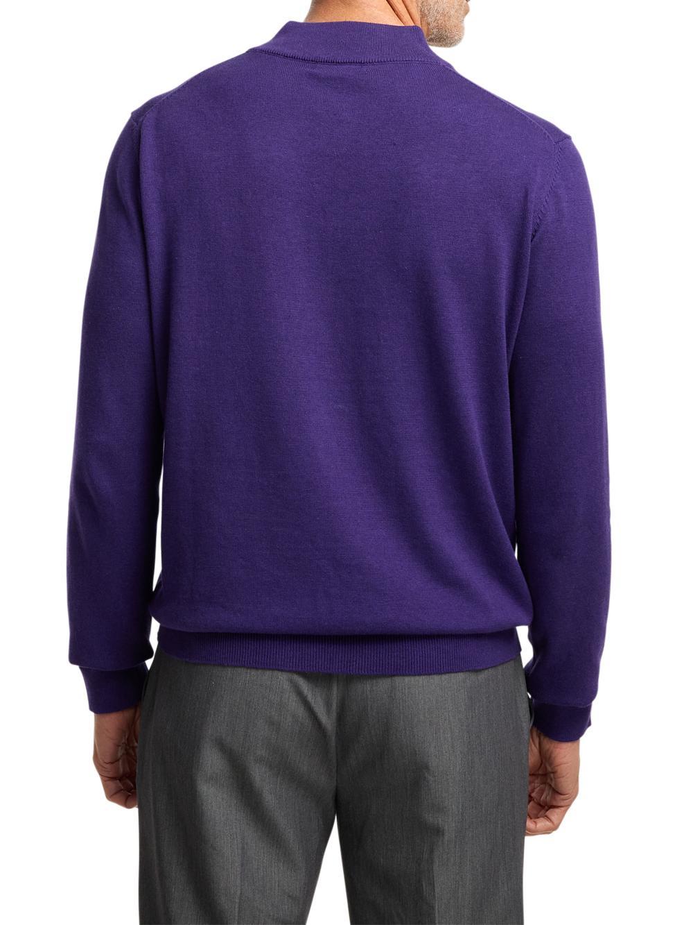 Supima Cotton Four Button Mock Neck Sweater - Plum Product Image