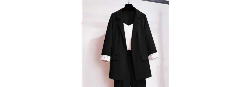 Set Of 3: Plain Single-Button Blazer + Mid Waist Straight Leg Dress Pants + Camisole Top Product Image