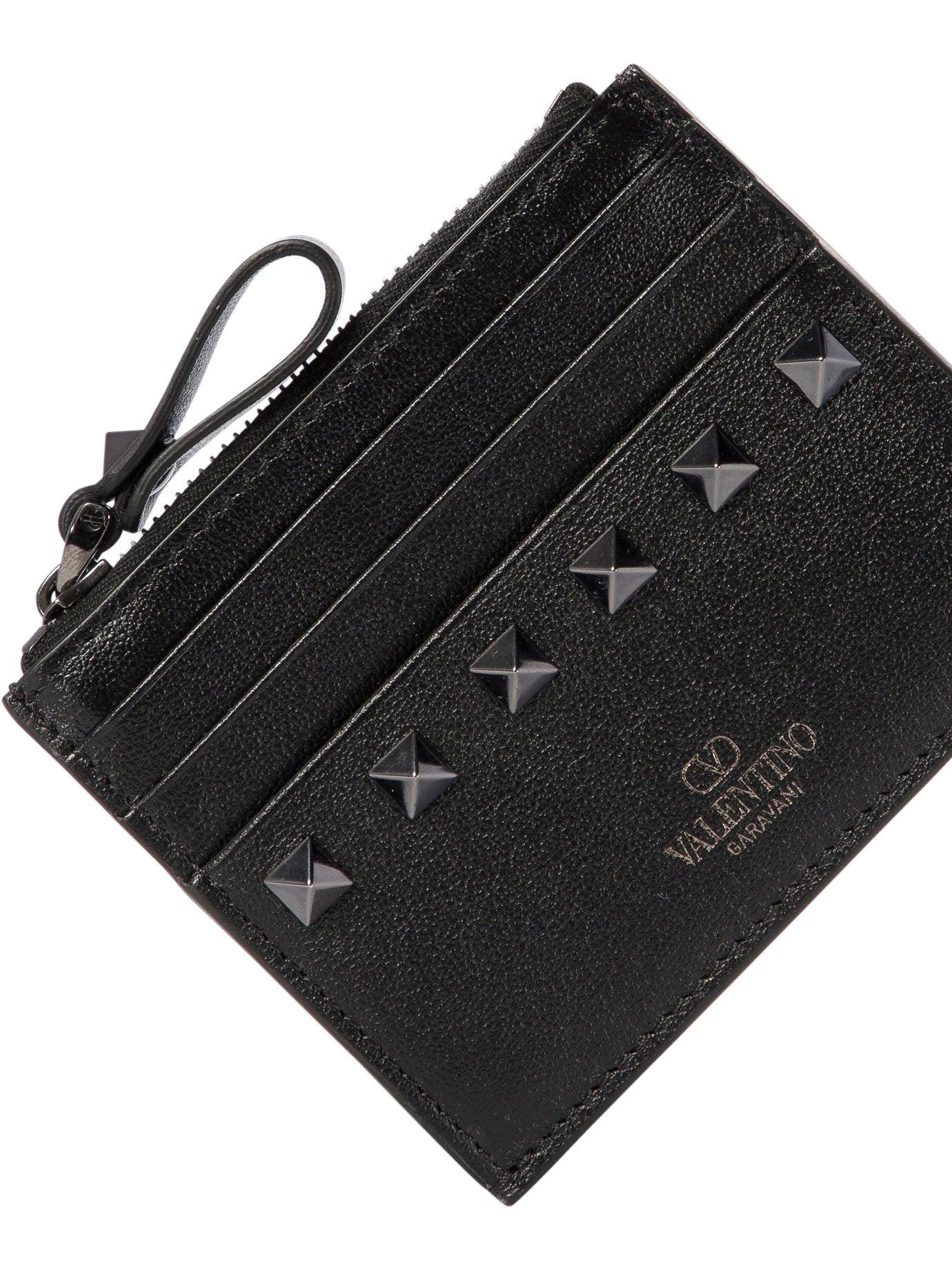 "rockstud" Card Holder In Black Product Image