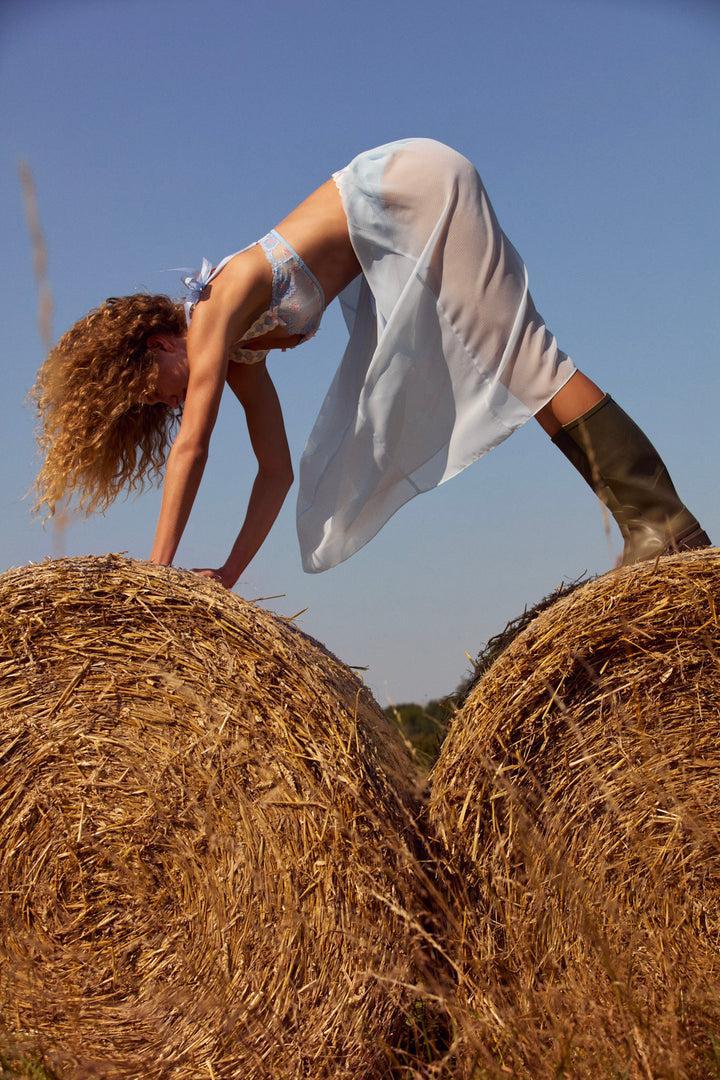 Dainty Doily Midi Skirt — Blue Product Image