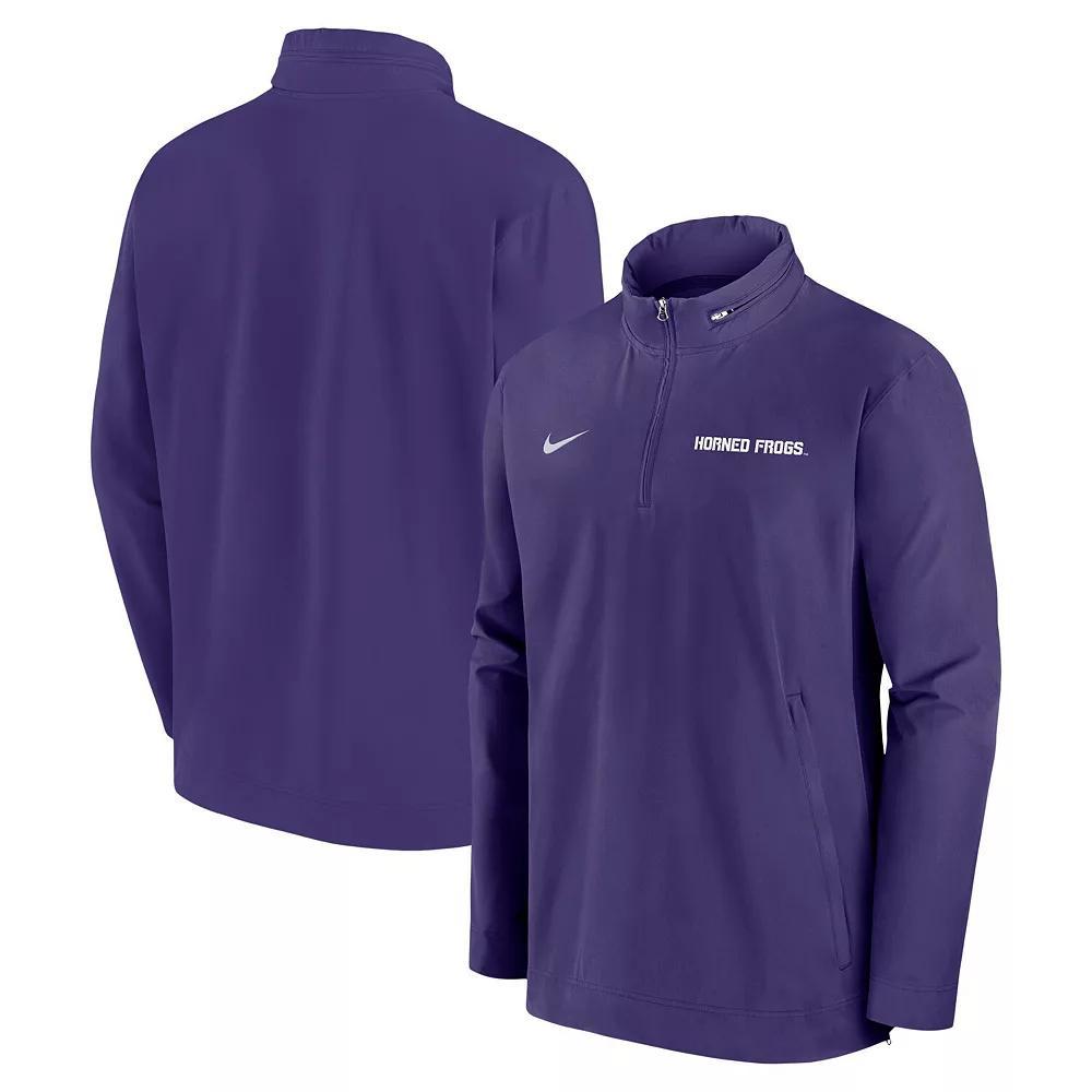 Men's Nike Purple TCU Horned Frogs 2024 Sideline Coach Quarter-Zip Hoodie Jacket,  Product Image