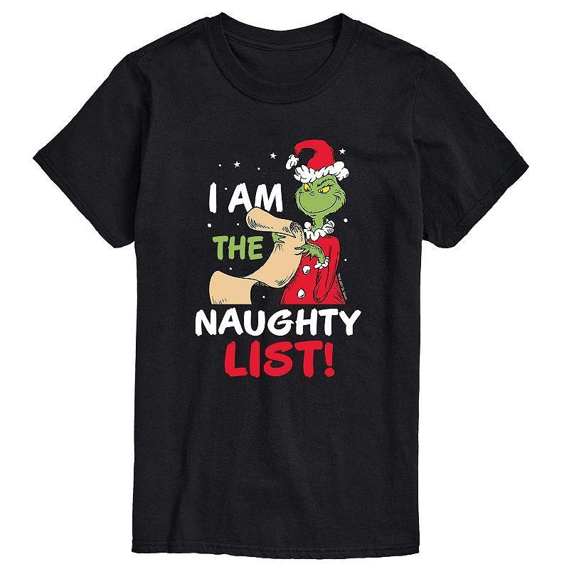 Men's Dr. Seuss The Grinch "I Am The Naughty List" Tee, Size: XL, Black Product Image