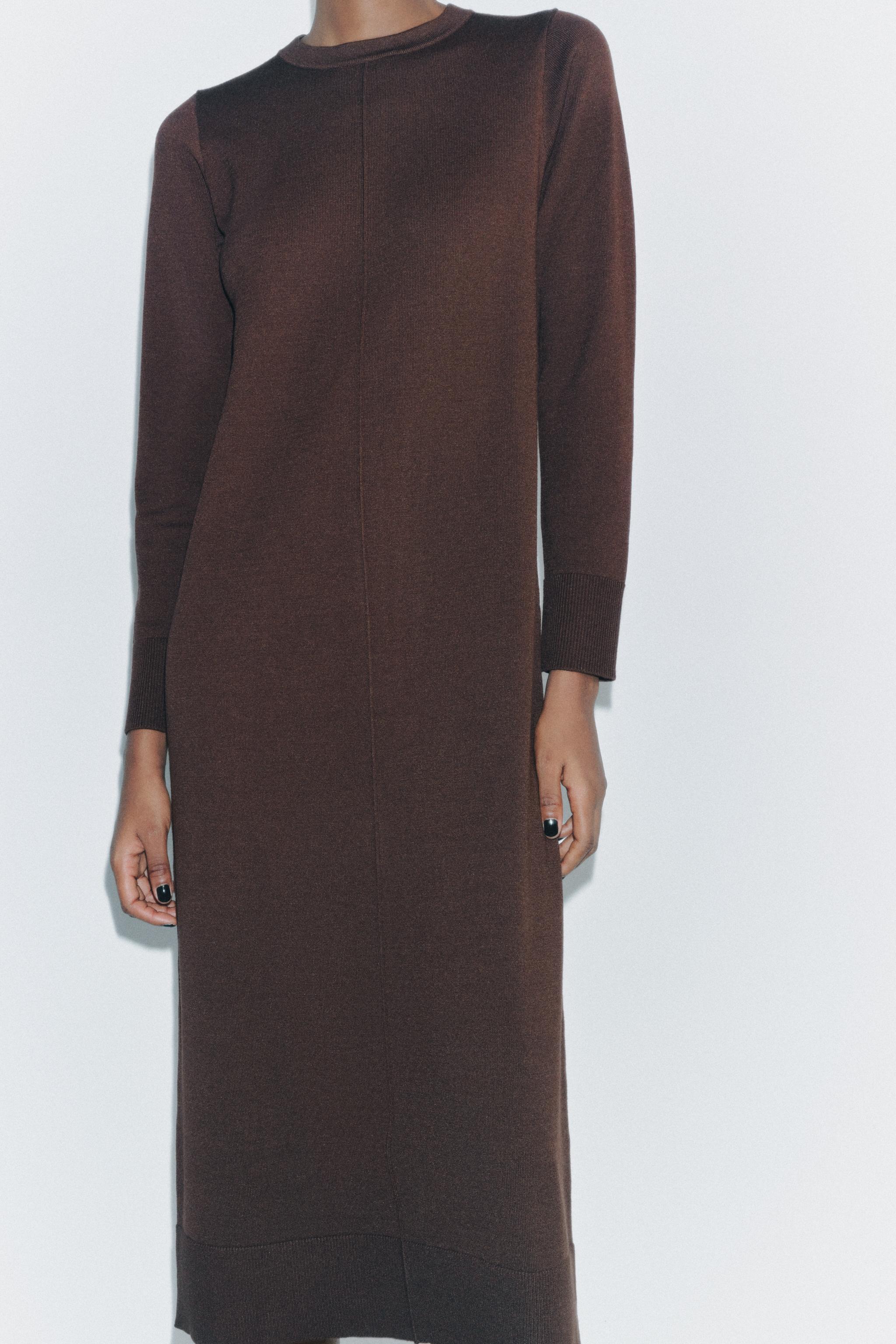 LONG PLAIN KNIT DRESS Product Image