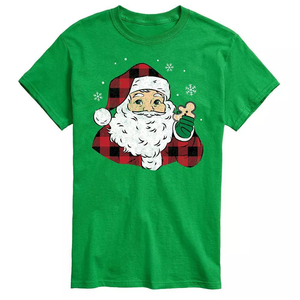 Men's Vintage Santa Plaid Cookie Graphic Tee,  Product Image