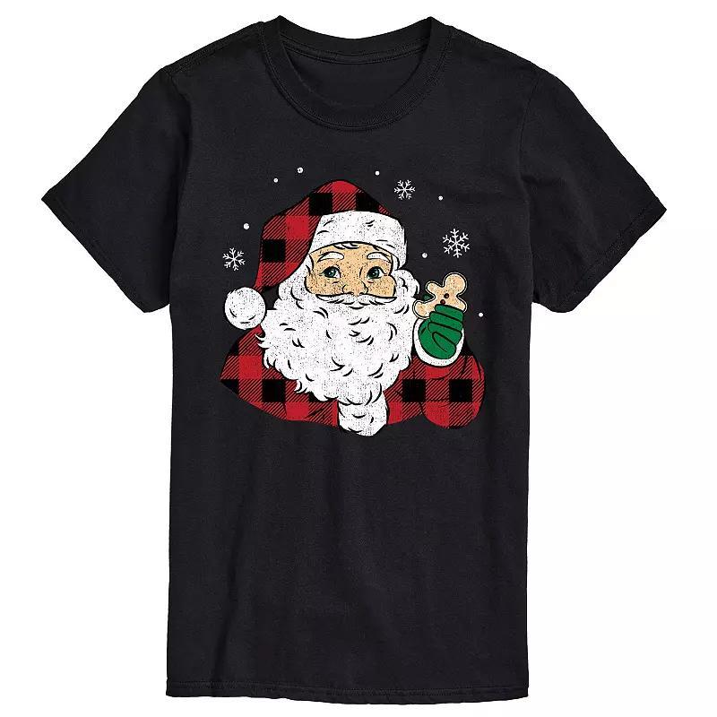 Men's Vintage Santa Plaid Cookie Graphic Tee,  Product Image