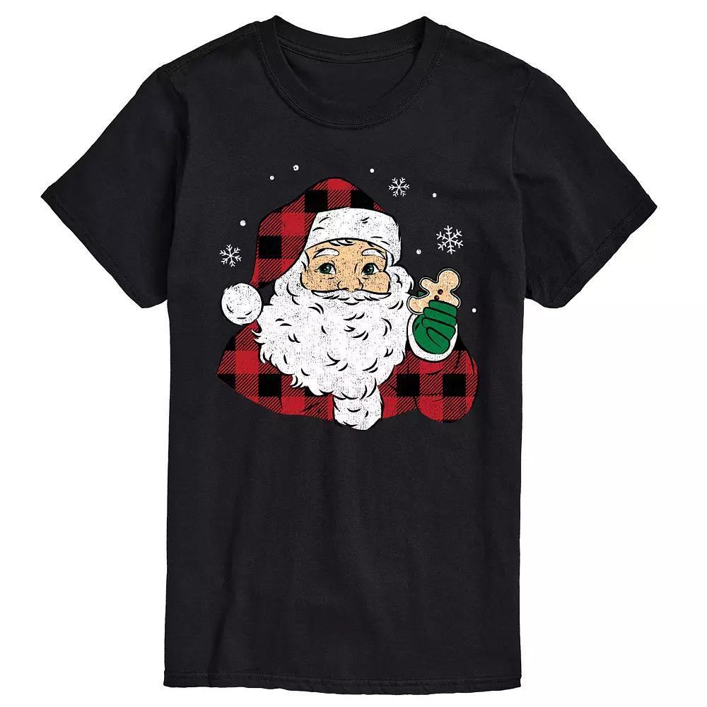 Men's Vintage Santa Plaid Cookie Graphic Tee,  Product Image