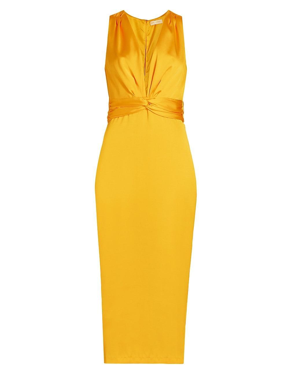 Womens Talon Satin Plunge Midi-Dress Product Image