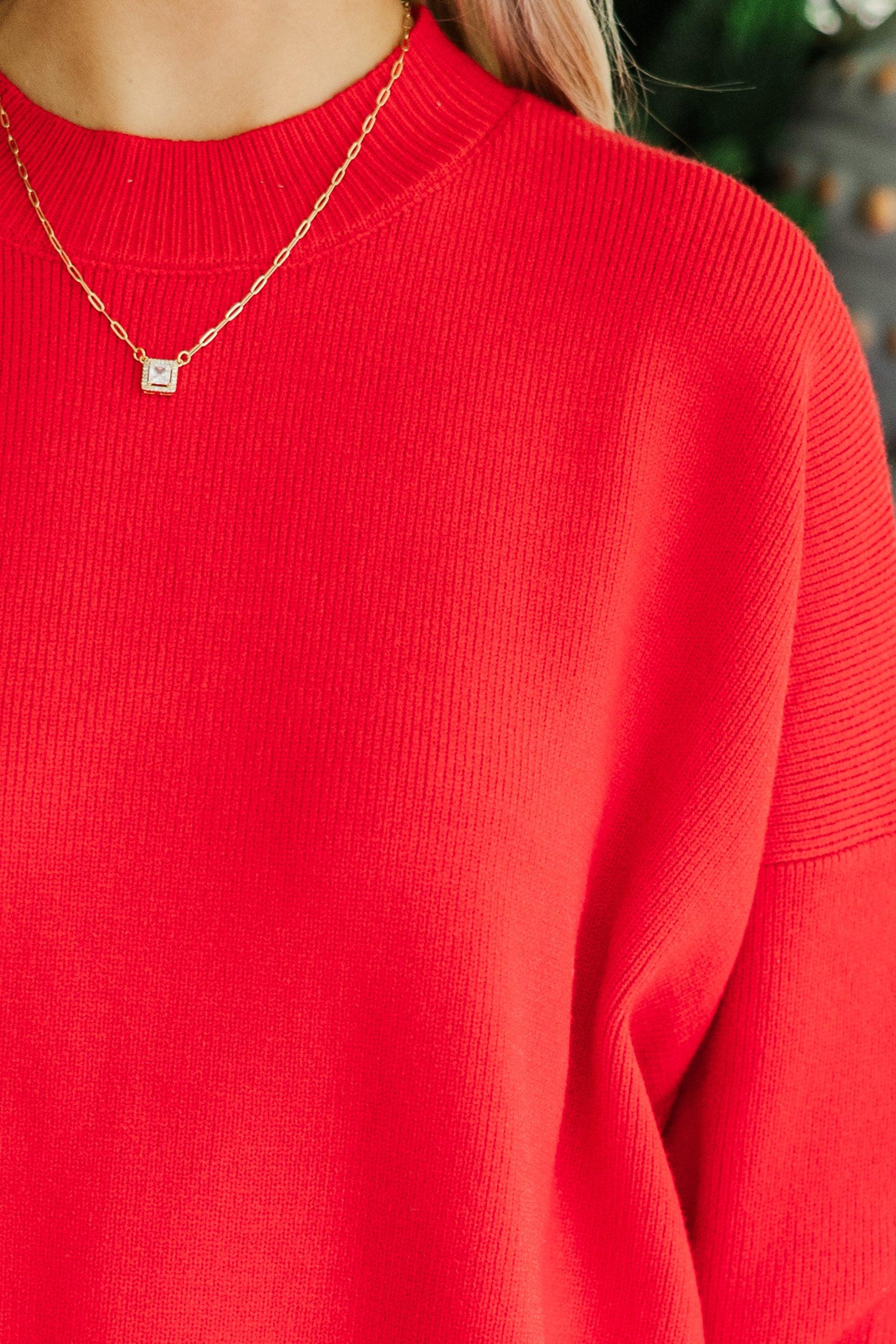 Perfectly You Red Mock Neck Sweater Female Product Image