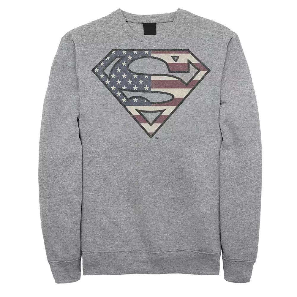Men's DC Comics Superman USA Flag Logo Sweatshirt, Size: Large, Athletic Grey Product Image