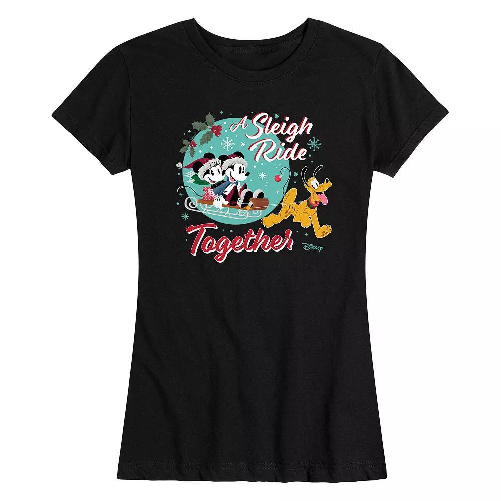 Disney's Mickey Mouse And Friends Women's Holiday Sleigh Ride Graphic Tee, Girl's, Size: XXL, Black Product Image