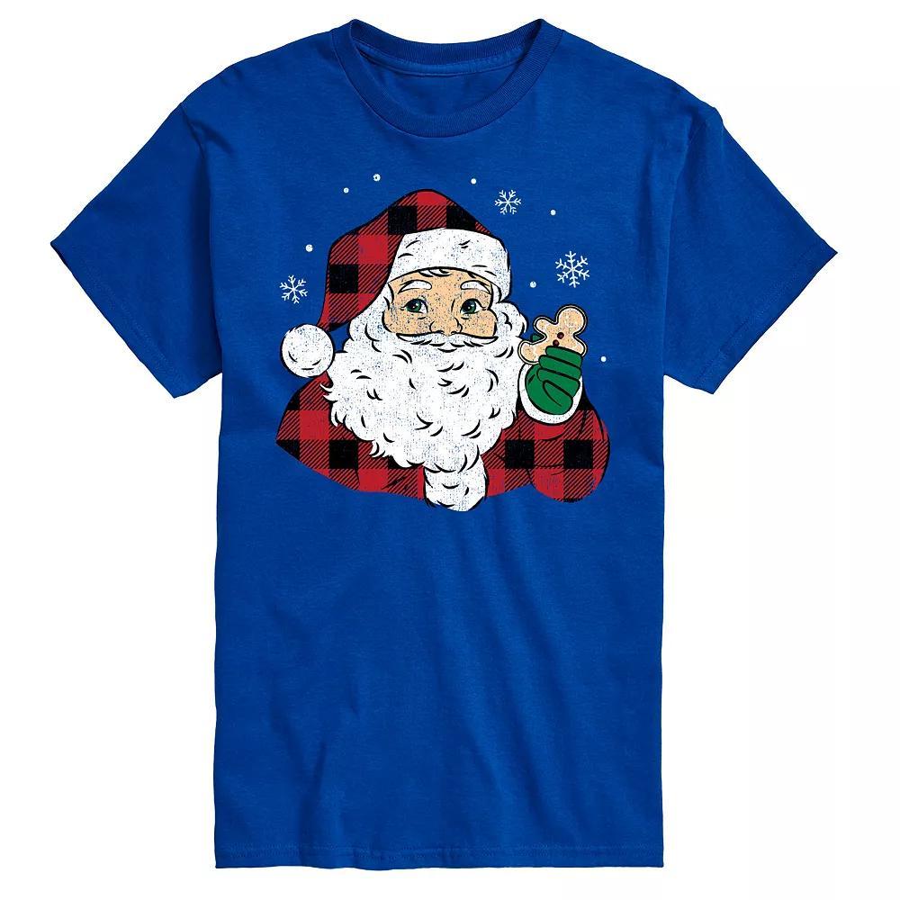 Men's Vintage Santa Plaid Cookie Graphic Tee,  Product Image