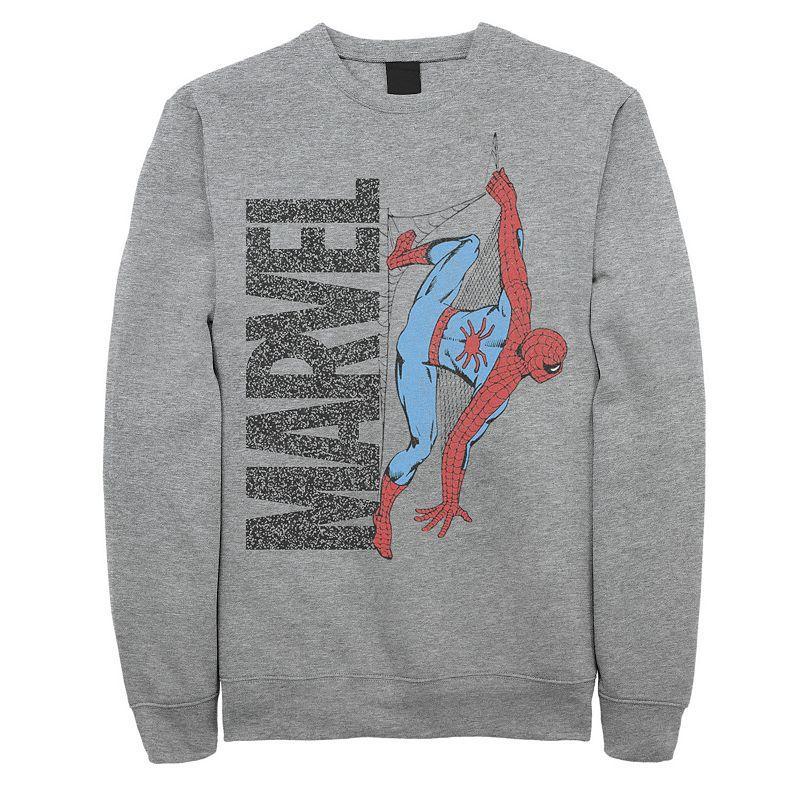 Men's Marvel Spider-Man Distressed Web Logo Sweatshirt, Boy's, Size: Medium, Athletic Grey Product Image