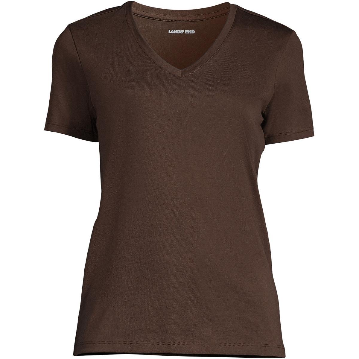 Petite Lands End Relaxed-Fit Supima Cotton V-Neck Tee, Womens Grey Heather Product Image