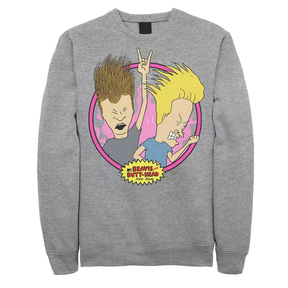 Men's Beavis & Butthead Rock N Roll Circle Portrait Sweatshirt,  Product Image