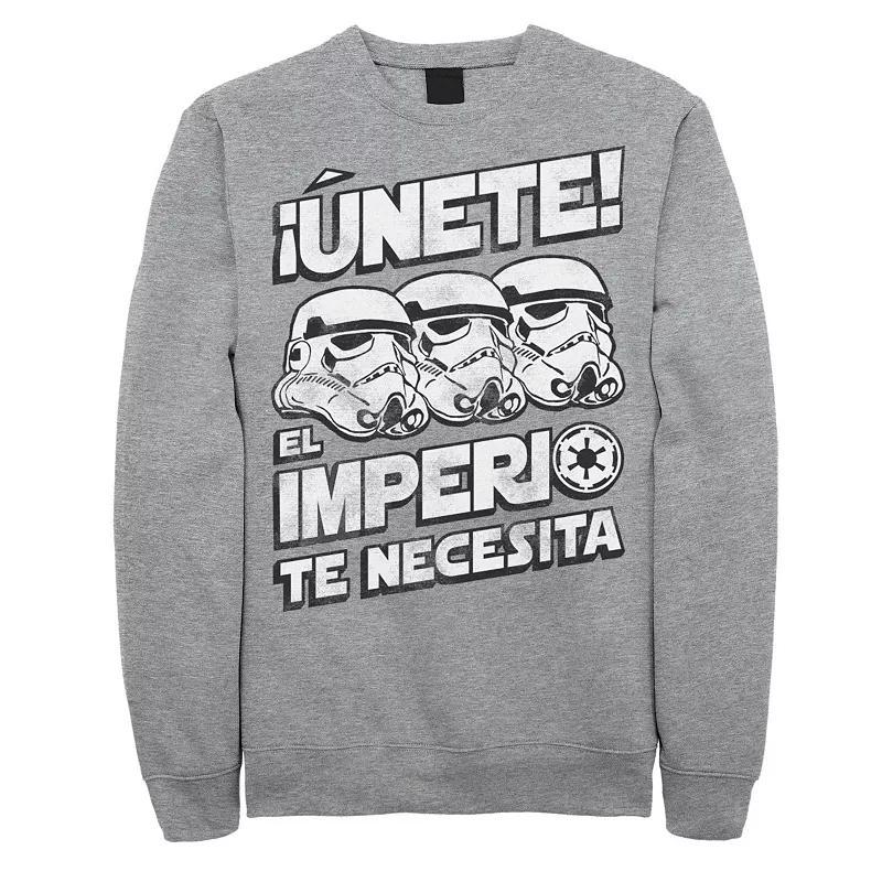 Men's Star Wars Unete El Imperio Te Necesita Stormtrooper Faded Portrait Sweatshirt, Size: Small, Athletic Grey Product Image