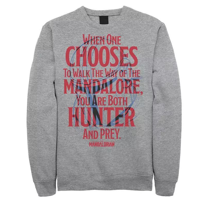 Men's Star Wars The Mandalorian You Are Both Hunter And Prey Sweatshirt, Size: 3XL, Athletic Grey Product Image