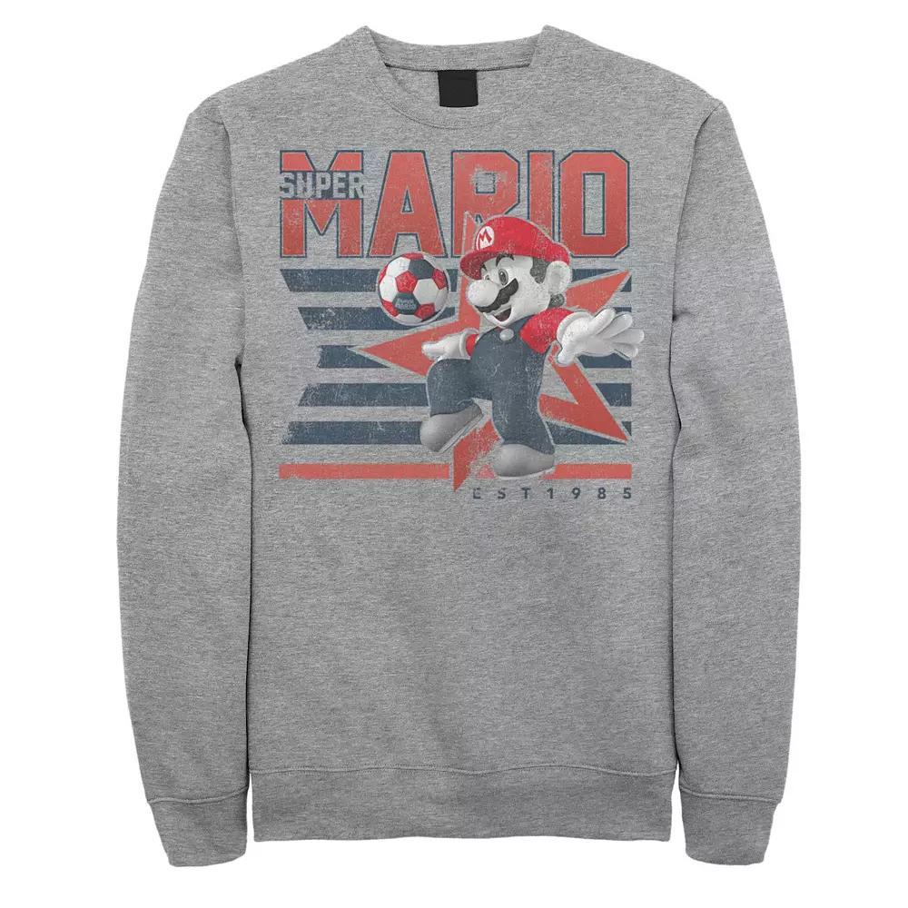 Big & Tall Nintendo Super Mario Bros Soccer Mario Fleece Sweatshirt, Men's,  Product Image