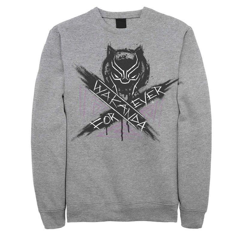 Men's Marvel Black Panther Wakanda Forever Painted Fleece, Size: 3XL, Athletic Grey Product Image