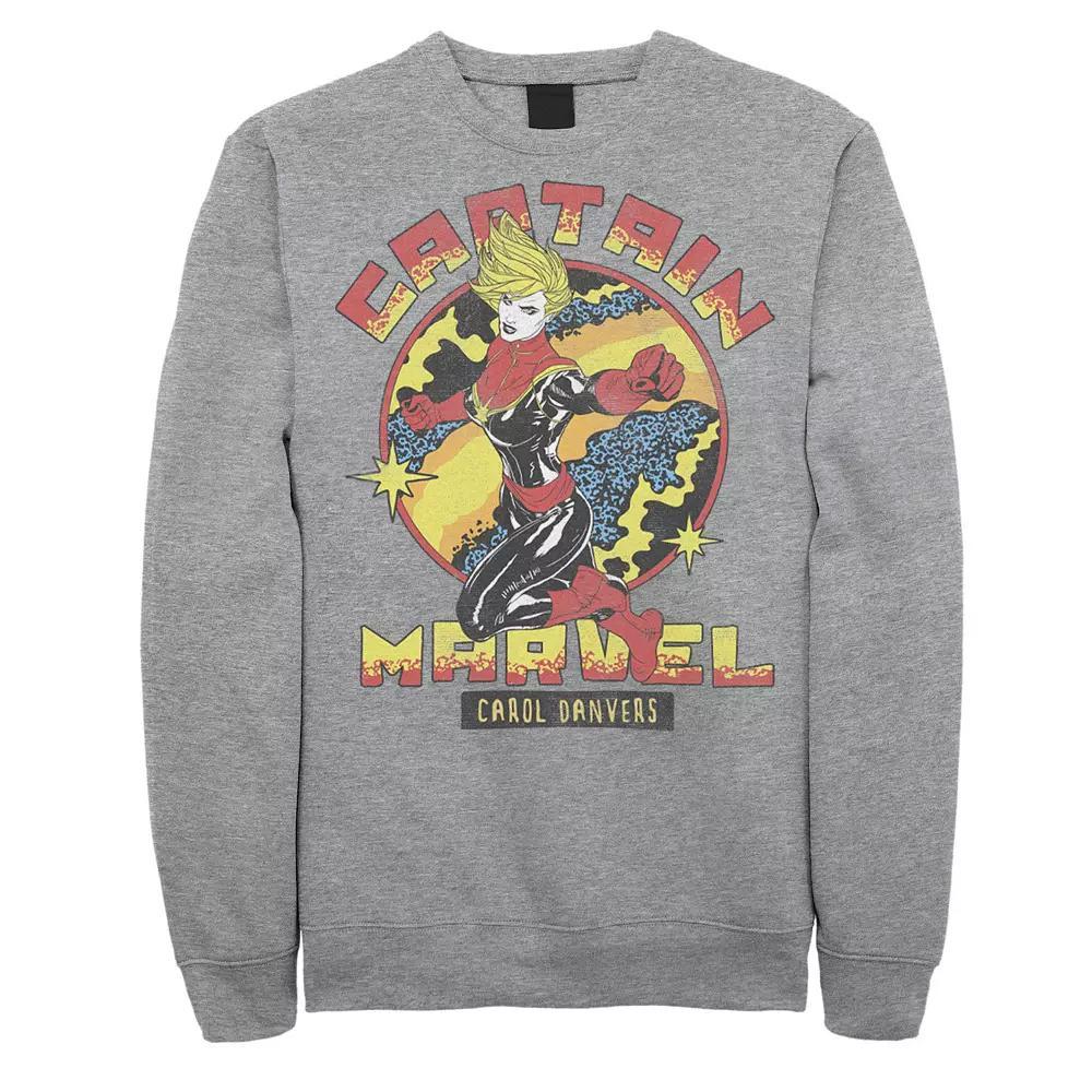 Men's Marvel Captain Marvel Vintage Space Logo Portrait Fleece, Size: Small, Athletic Grey Product Image