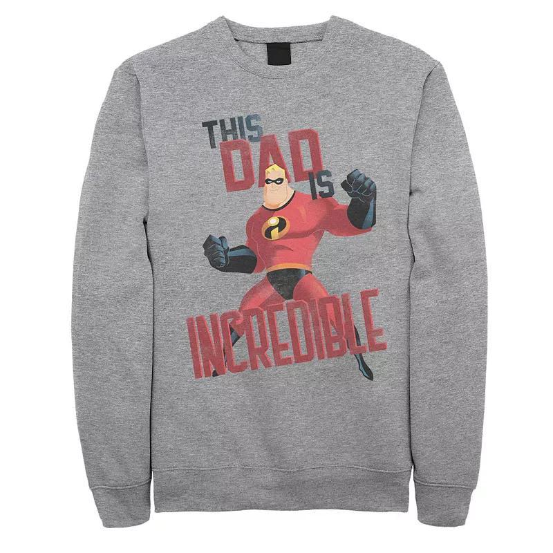 Mens Disney Pixar Incredibles This Dad Is Incredible Fleece Athletic Grey Product Image